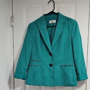Le Suit Women's Vibrant Teal Suit Jacket